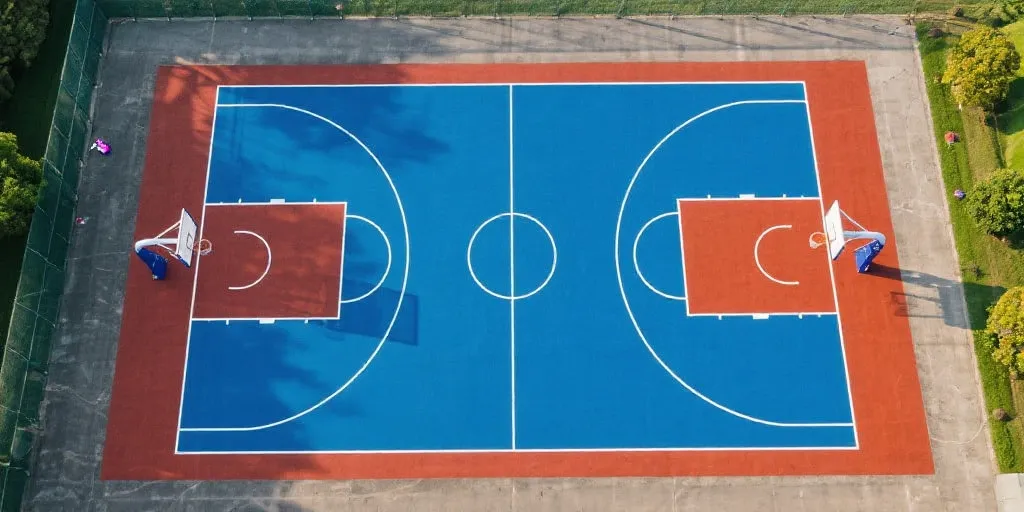 篮球场航拍视角的热血氛围